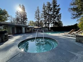 Bakersfield apartment for rent - Villa Mondavi heated spa with blue tile and ladder  at Villa Mondavi, Bakersfield