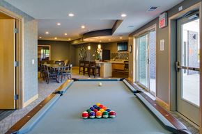 New Brighton apartment for rent - a game room with a pool table with balls on it