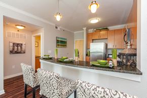 Kansas City apartment for rent - European-Style Kitchen With Breakfast Bar at 45 Madison Apartments, Kansas City, MO