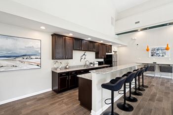 Kitchen with a bar