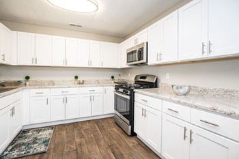 Kitchen with white cabinets 
