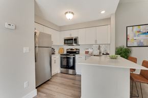 Winter Garden apartment for rent - a kitchen with white cabinetry and stainless steel appliances at Palm Crossing Apartments in Winter Garden, FL