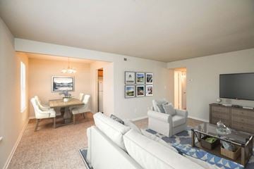 Williamsburg apartment for rent - a living room with a couch and a table
