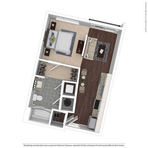 Floor plan for studio, 1 bath, 480 sqft