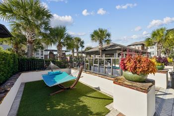 Outdoor hammock lounge at the loree