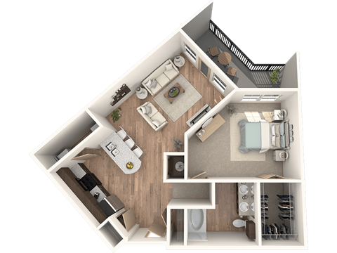 Floor plan for 1 bed, 1 bath, 826 sqft