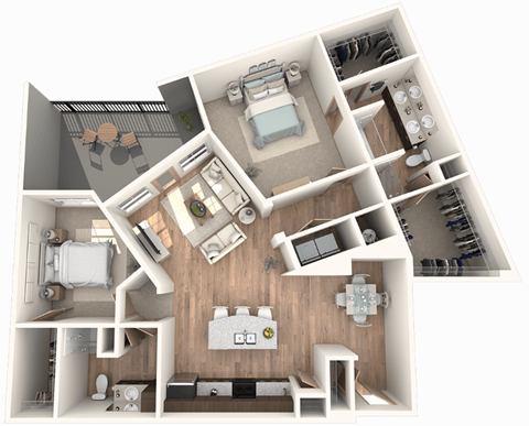 Floor plan for 2 beds, 2 baths, 1478 sqft