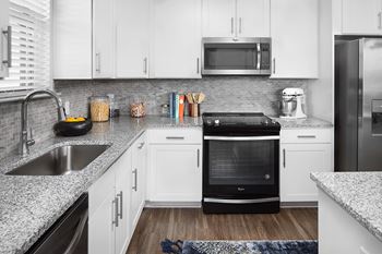 Custom-built white cabinetry