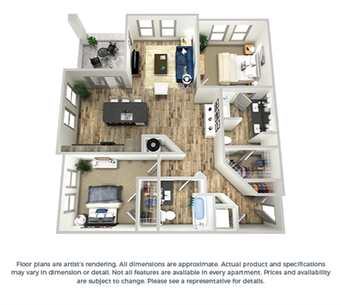 Floor plan for 2 beds, 2 baths, 1146 sqft