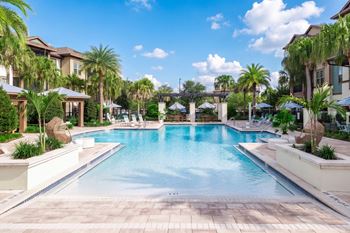 Shaded poolside cabanas