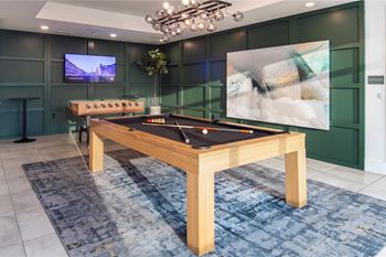 Resident game room with billiards table