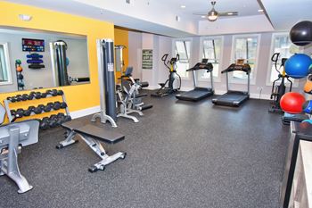 Fitness center with cardio and strength training machines