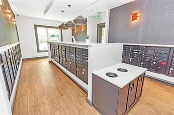 Mail room with resident package station and mailboxes