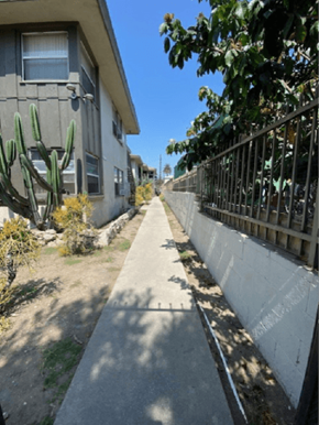 Los Angeles apartment for rent - A cactus is in front of a grey house.