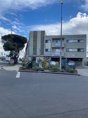 Los Angeles apartment for rent - A street view of a building with a tree in front of it.