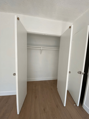 Los Angeles apartment for rent - A white closet with a shelf and a door.