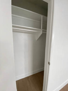 Los Angeles apartment for rent - A white closet with shelves and a door open.