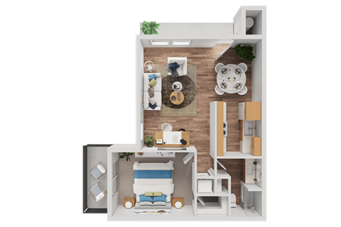 Floor plan for 1 bed, 1 bath, 824 sqft