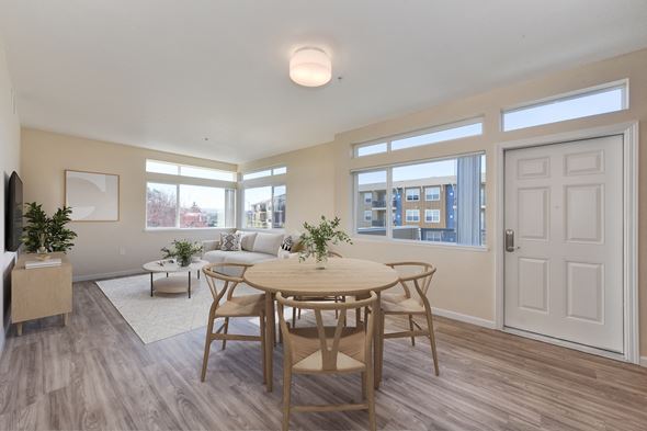Petaluma apartment for rent - a living room with a dining room table and a couch  at Addison Ranch Apartments, Petaluma, CA