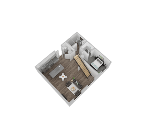 Floor plan for 2 beds, 2 baths, 1227 sqft