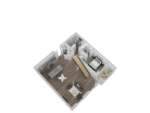 Floor plan for 2 beds, 2 baths, 985 sqft