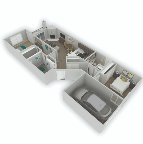 Floor plan for 2 beds, 2 baths, 1104 sqft