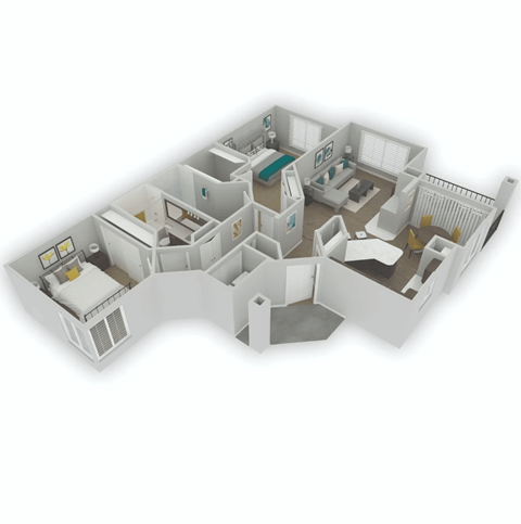 Floor plan for 2 beds, 2 baths, 1204 sqft