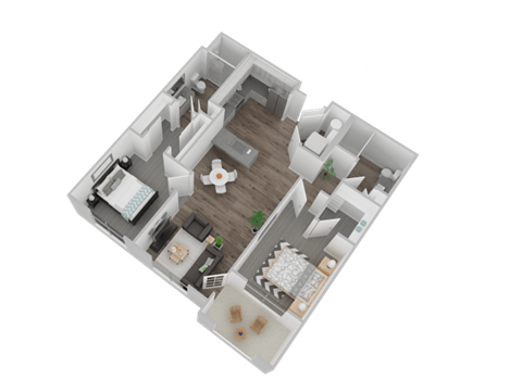 Floor plan for 2 beds, 2 baths, 1002 sqft