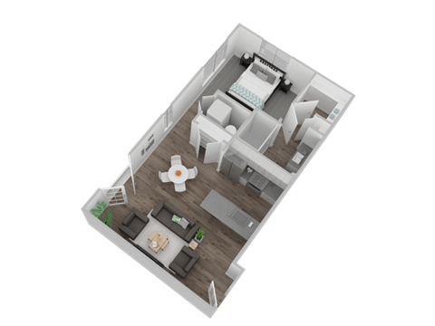 Floor plan for studio, 1 bath, 688 sqft