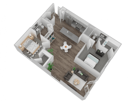 Floor plan for 2 beds, 2 baths, 1088 sqft