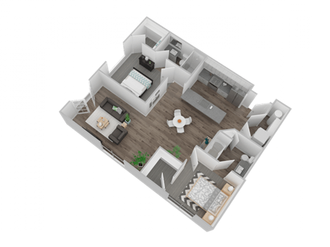 Floor plan for 2 beds, 2 baths, 1020 sqft