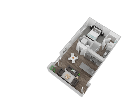 Floor plan for studio, 1 bath, 725 sqft