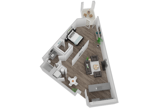 Floor plan for studio, 1 bath, 968 sqft