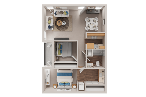 Floor plan for 2 beds, 1.5 baths, 720 sqft