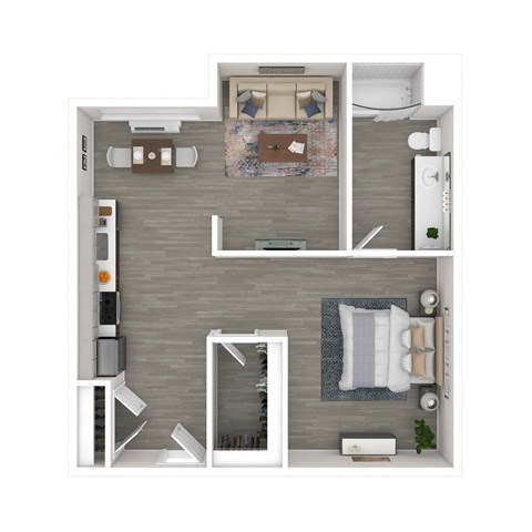 Floor plan for studio, 1 bath, 706 sqft
