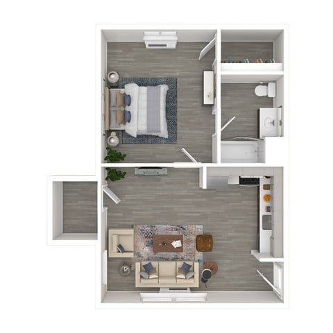 Floor plan for 1 bed, 1 bath, 646 sqft