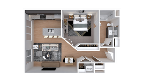 Floor plan for 1 bed, 1 bath