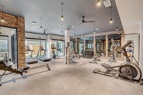 Lewisville apartment for rent - Fitness center with cardio and strength equipment at The Mill Old Town Apartments, Lewisville, 75057