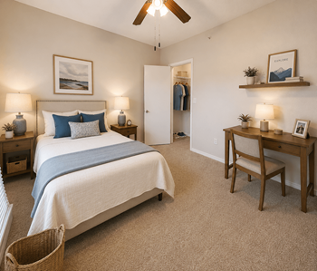 Ceiling fans with lighting in all bedrooms and living area