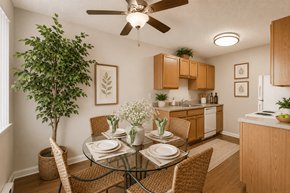 Denver apartment for rent - A Standard Dining Room and Kitchen at Greentree Village Apartments