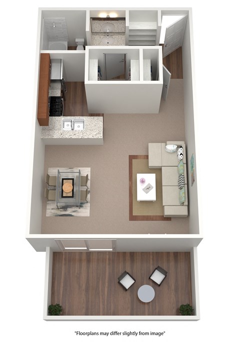Floor plan for studio, 1 bath, 650 sqft
