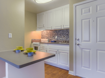 Gourmet kitchen with breakfast bar and pantry