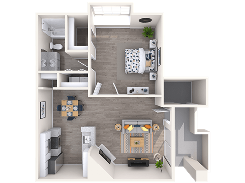 Floor plan for 1 bed, 1 bath, 756 sqft