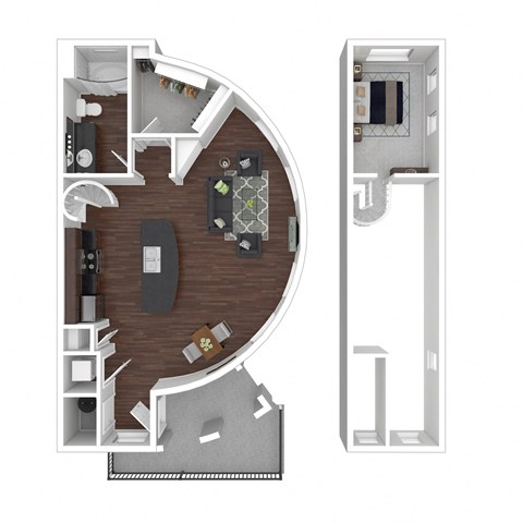 Floor plan for 1 bed, 1 bath, 789 sqft