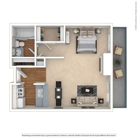 Floor plan for studio, 1 bath, 482 sqft