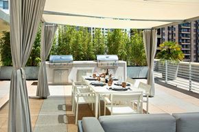 Los Angeles apartment for rent - Westwood luxury apartments NMS Wilshire Margot  Rooftop Lounge With BBQ at Wilshire Margot, Los Angeles, California Rooftop Lounge With BBQ