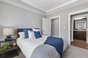 Carmel apartment for rent - Bedroom with Bed at Sunrise on the Monon, Indiana, 46280