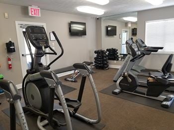 Free weights in fitness center 