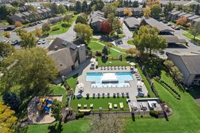 Carmel apartment for rent - Aerial pool view at Lakes of Carmel Apartments, Carmel, IN