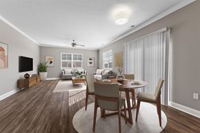 Carmel apartment for rent - Dining Room and Living Room at Sunrise on the Monon, Carmel, IN